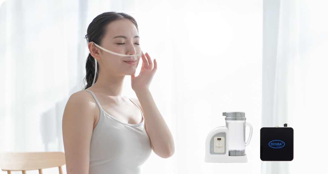 水素を吸入する女性