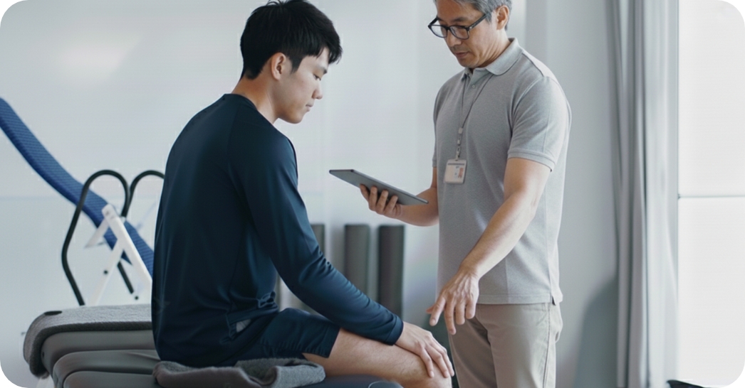 膝に炎症がおきている様子