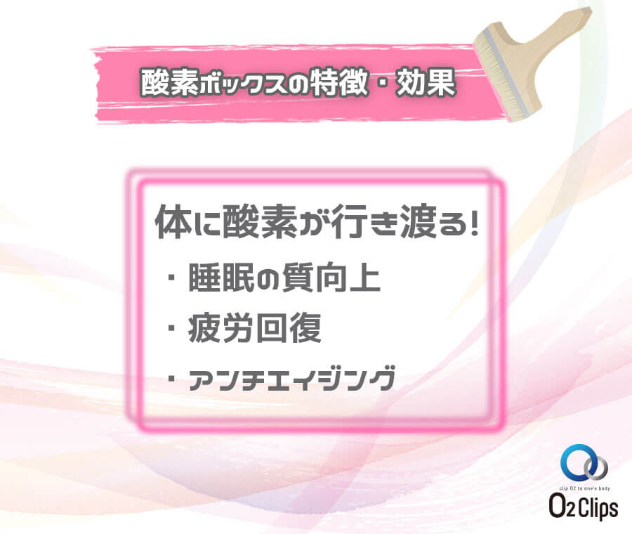 酸素ボックスの特徴・効果｜体に酸素が行き渡る！・睡眠の質向上・疲労回復・アンチエイジング